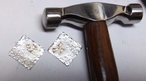Judy Larson's Silver and Gold Earrings - , Contemporary Wire Jewelry, Butane Torch, Soldering, Solder, Use the rounded side of the Mini TruStrike Planishing Hammer 